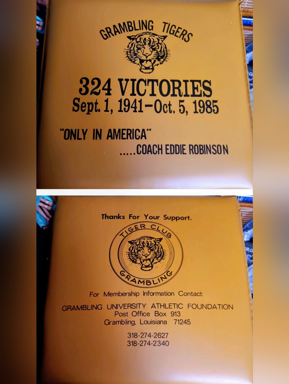 Vintage Grambling State Tigers 85 Commerative Stadium Seat Cushion 324 Victories
